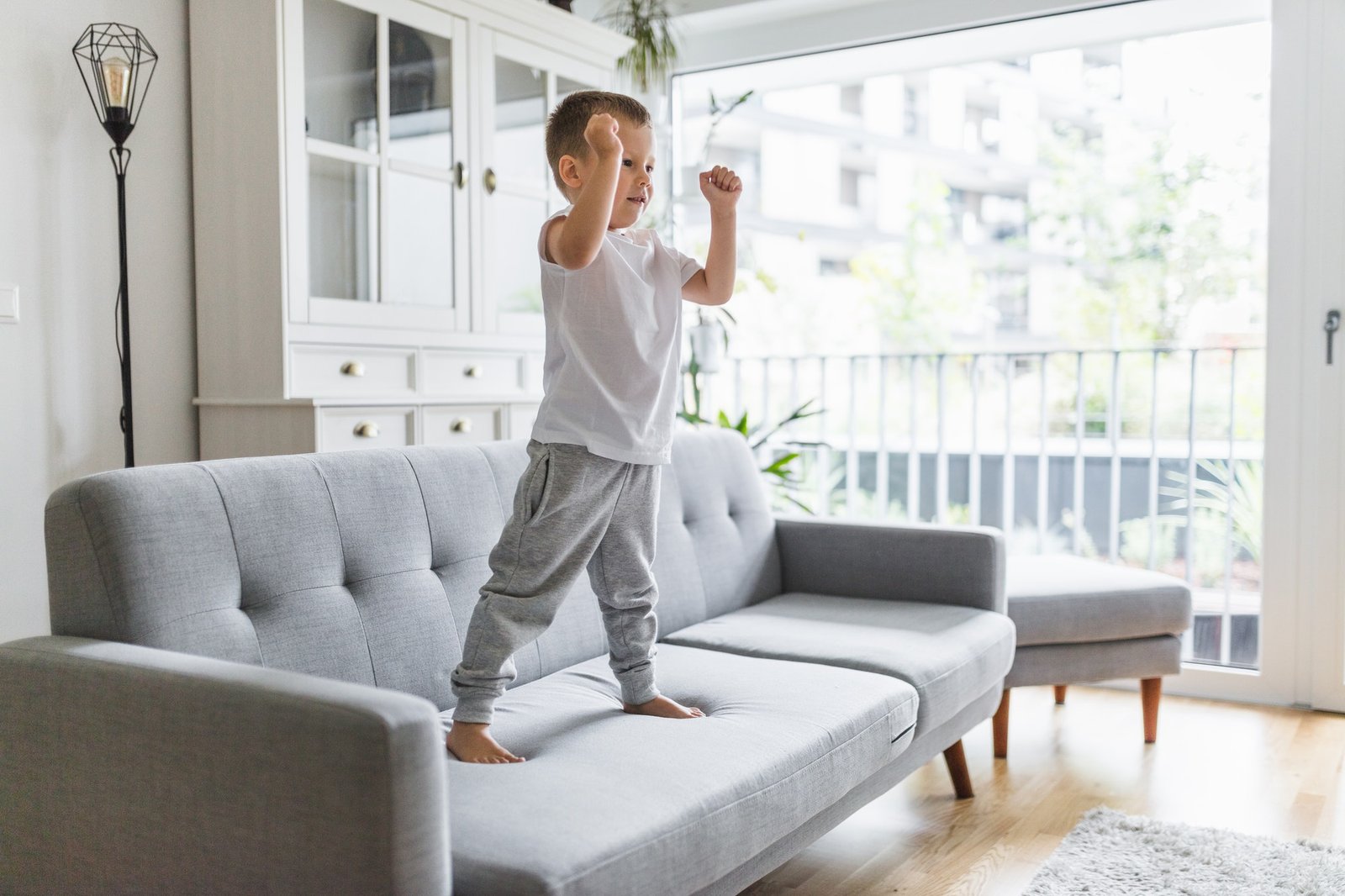 Cute child at home in the living room
