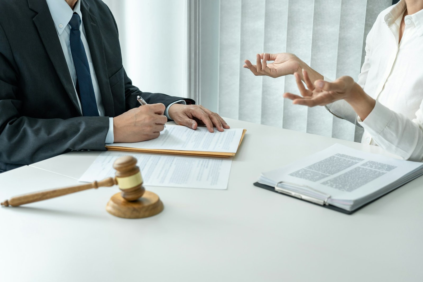 Male lawyer or notary working consulting and discussion to busin